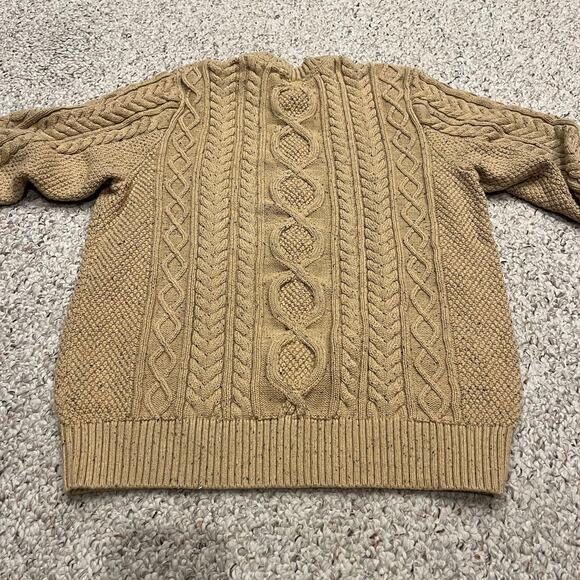 LL Bean Men's Heritage Soft Cotton Fisherman Sweater Sz L Cotton Cable Knit - Picture 5 of 5
